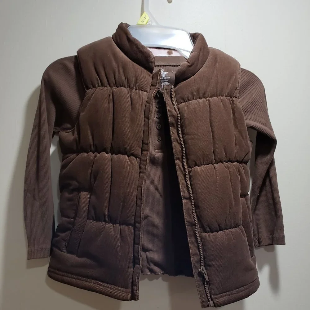 Carter’s Girls Brown & Pink Vest + Long Sleeve Shirt Set | Size 5 - for Kids